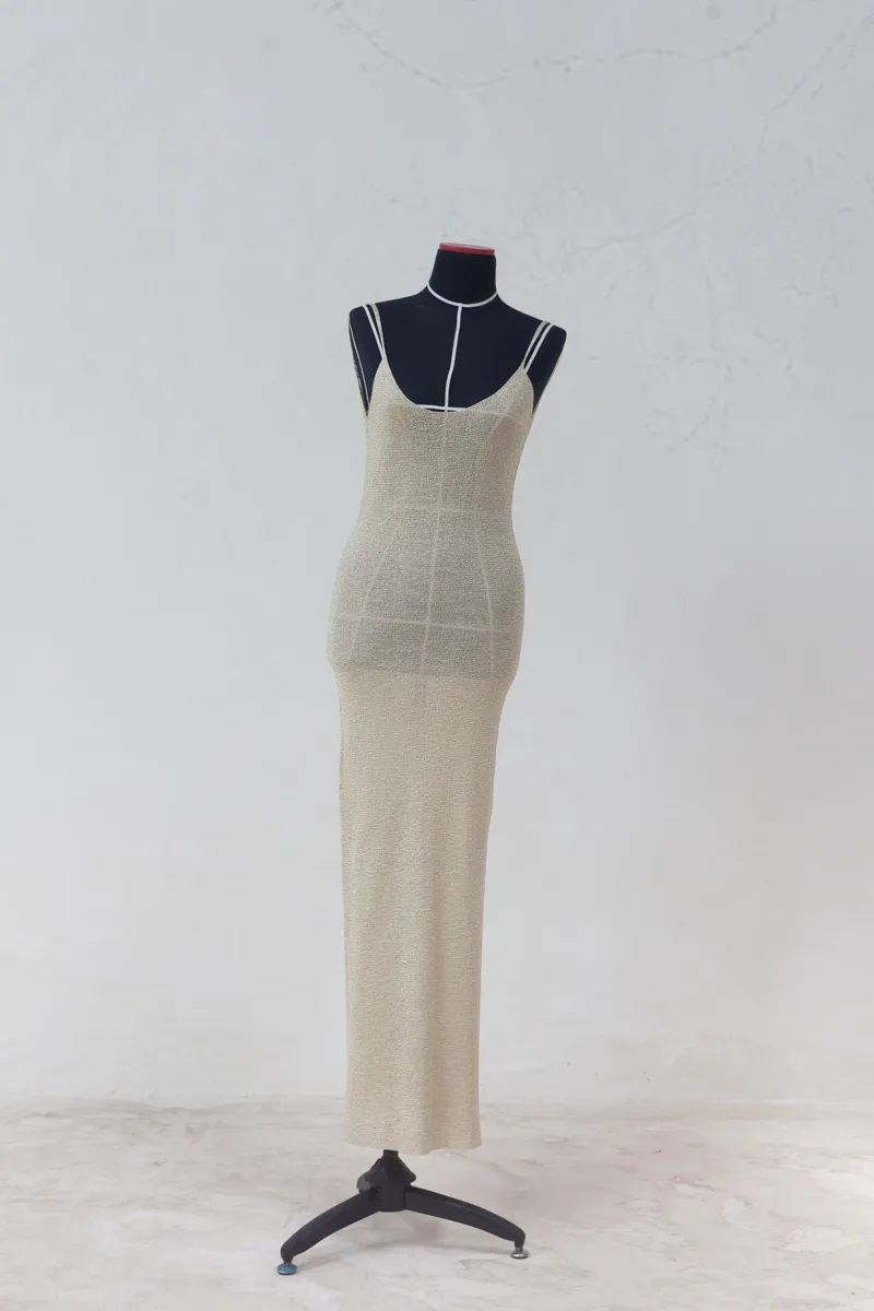 Gold Long Knitted Dress