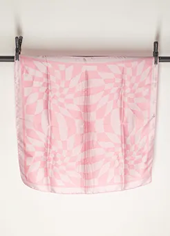 Pink Scarf with Chequered Pattern