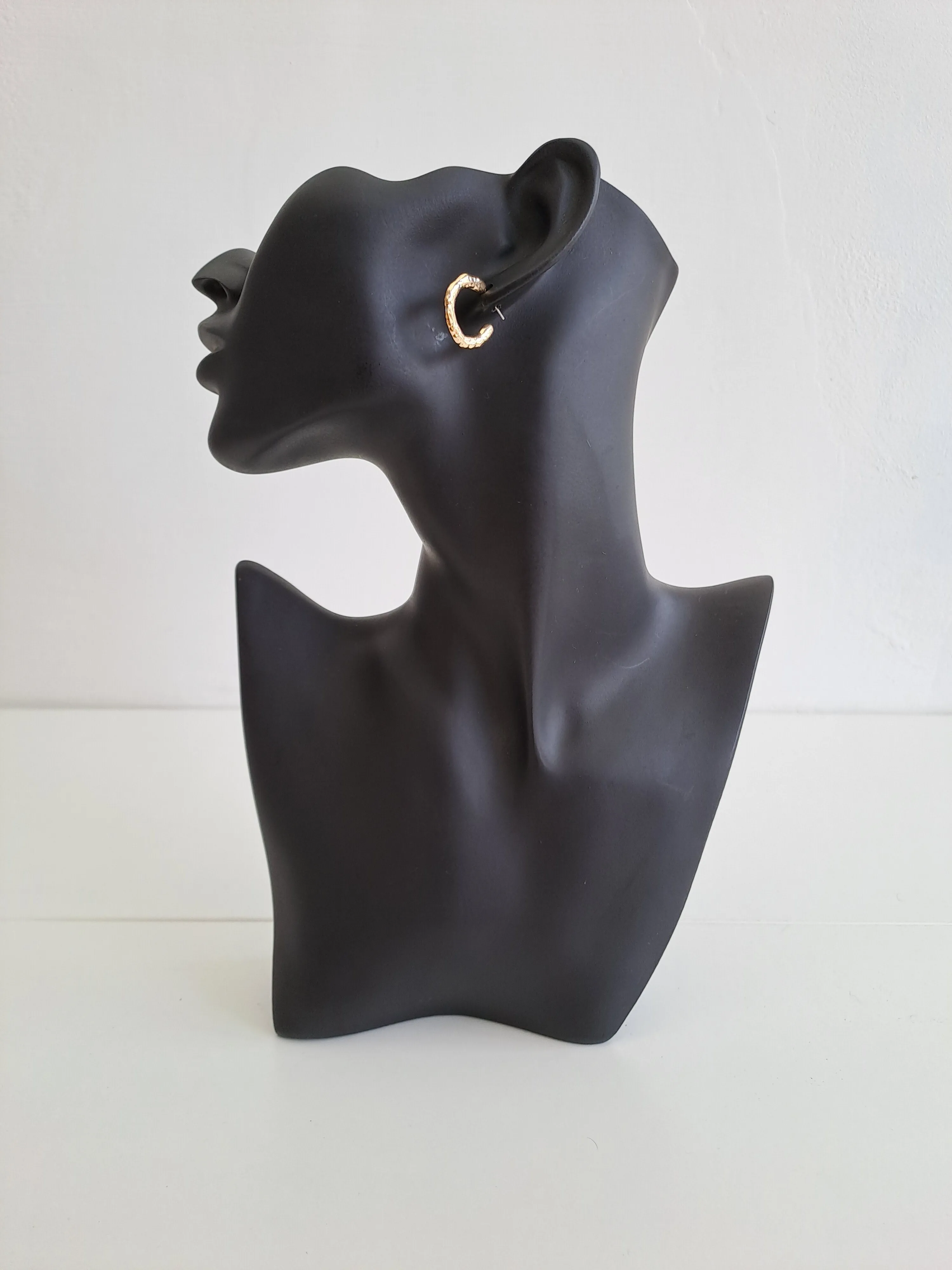 Small Gold Hoop Earrings with Pattern