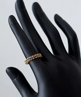 Gold Lattice Pattern Ring
