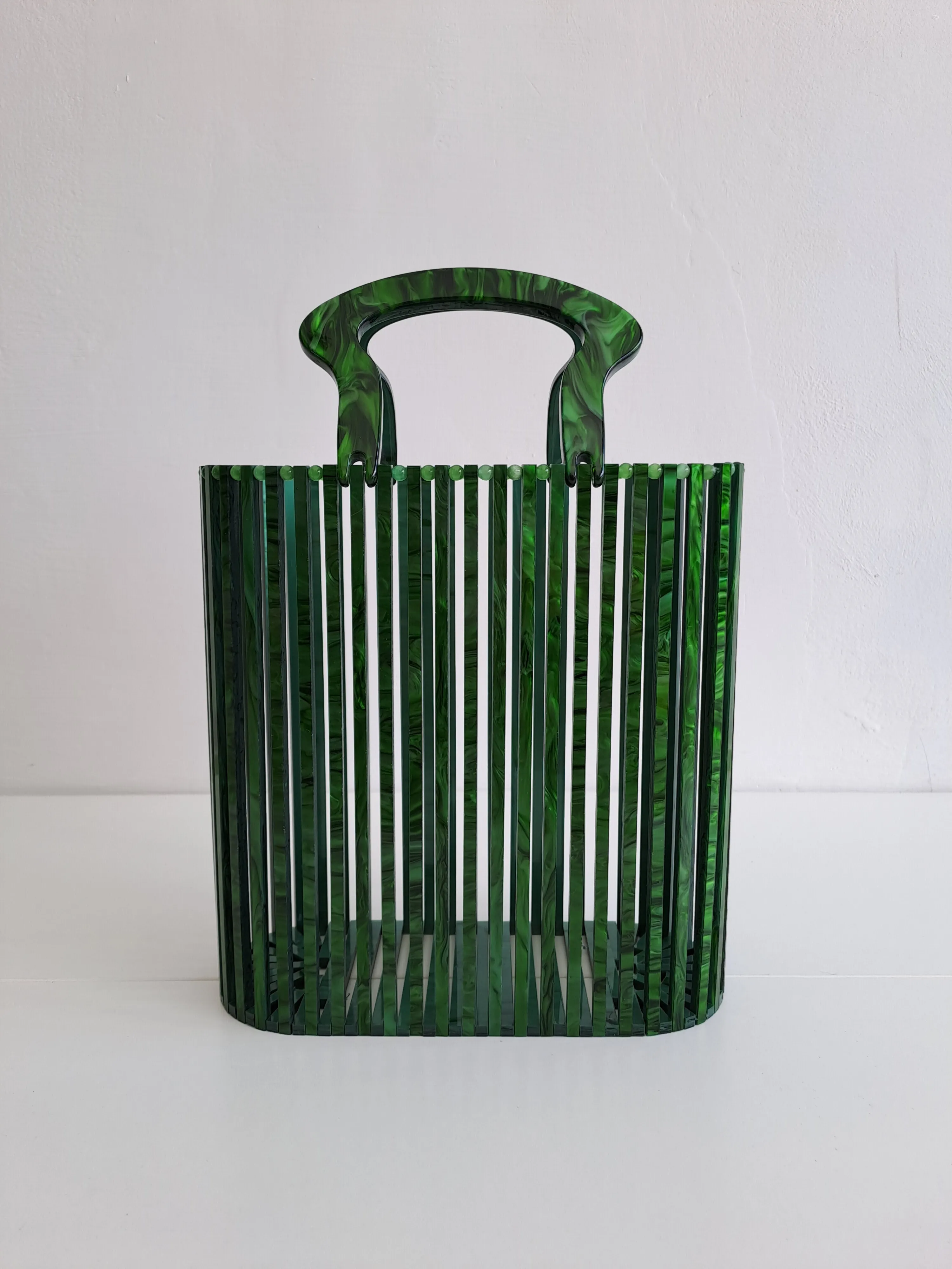 Green Stripe Hand Bag
