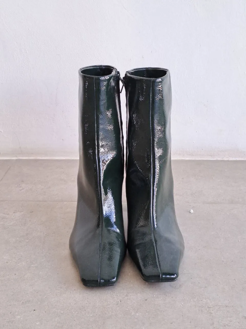 Green Leather Ankle Boots