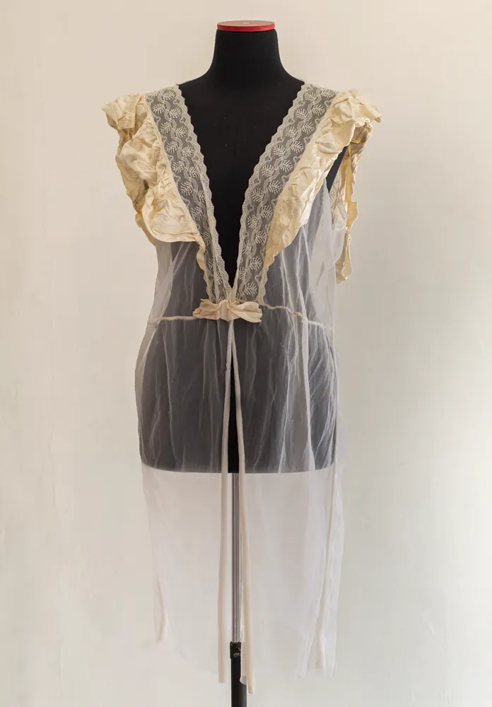 Sheer Lace and Silk Vintage Dressing Gown