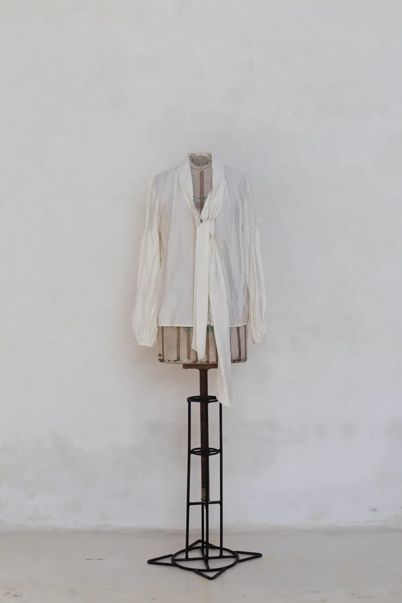 Cream Blouse with Front Tie