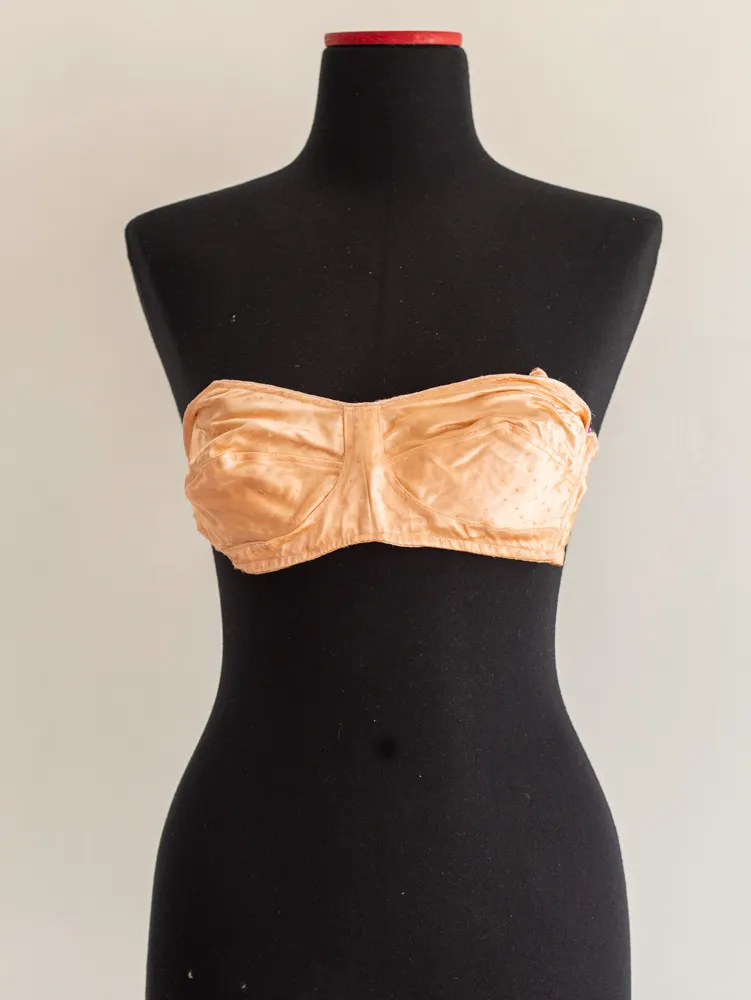 Pink Satin Strapless Bra