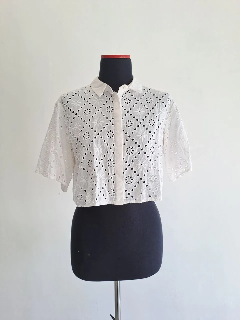 White Shirt Crop Top 