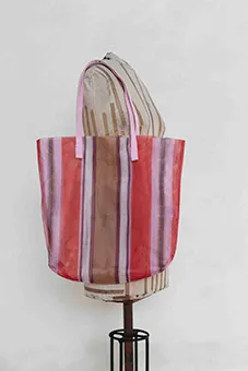 Pink and Lilac Striped Tote Bag