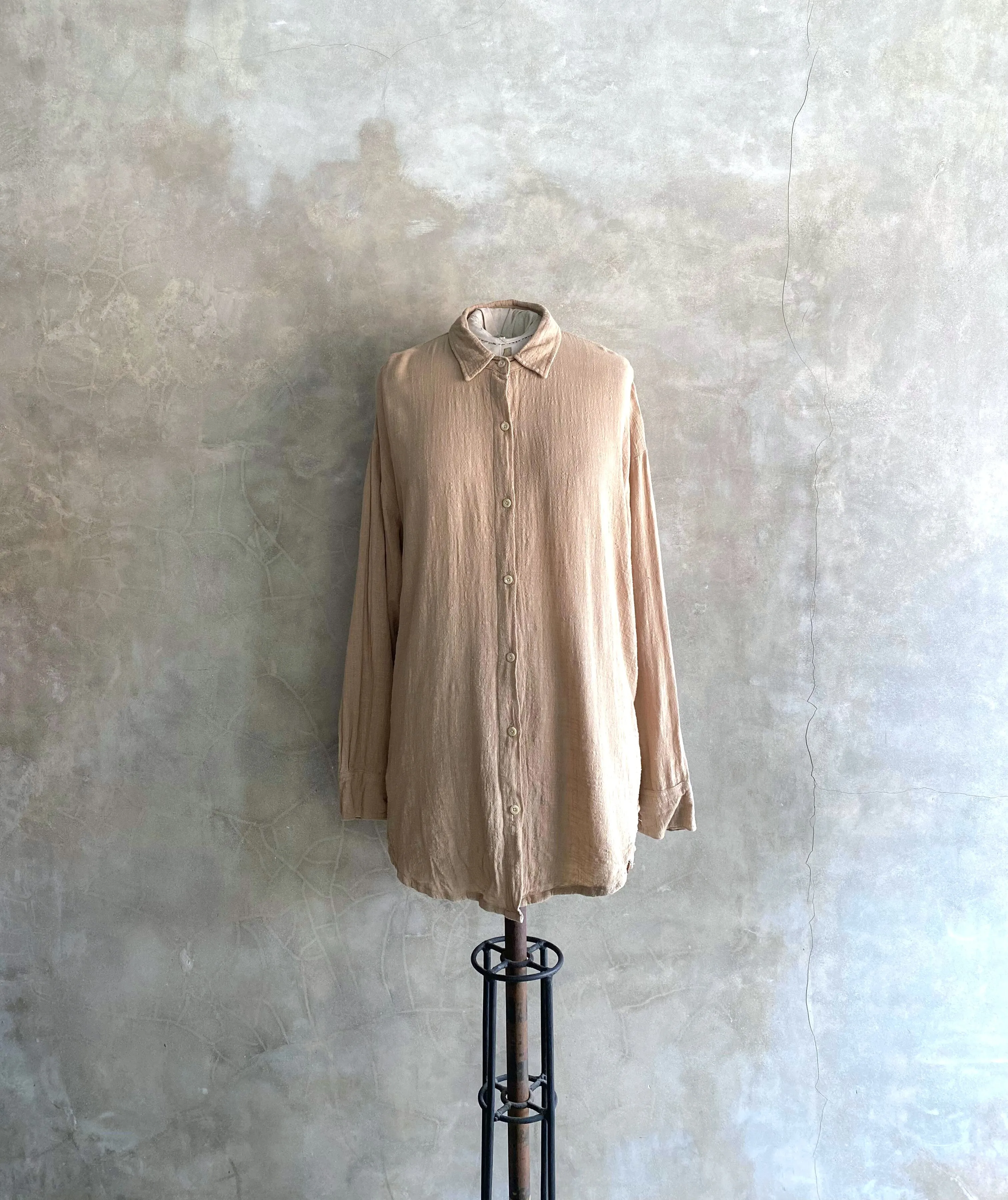 Beige Linen Long Sleeve Shirt