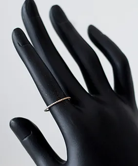 Thin Beaded Band Silver Ring