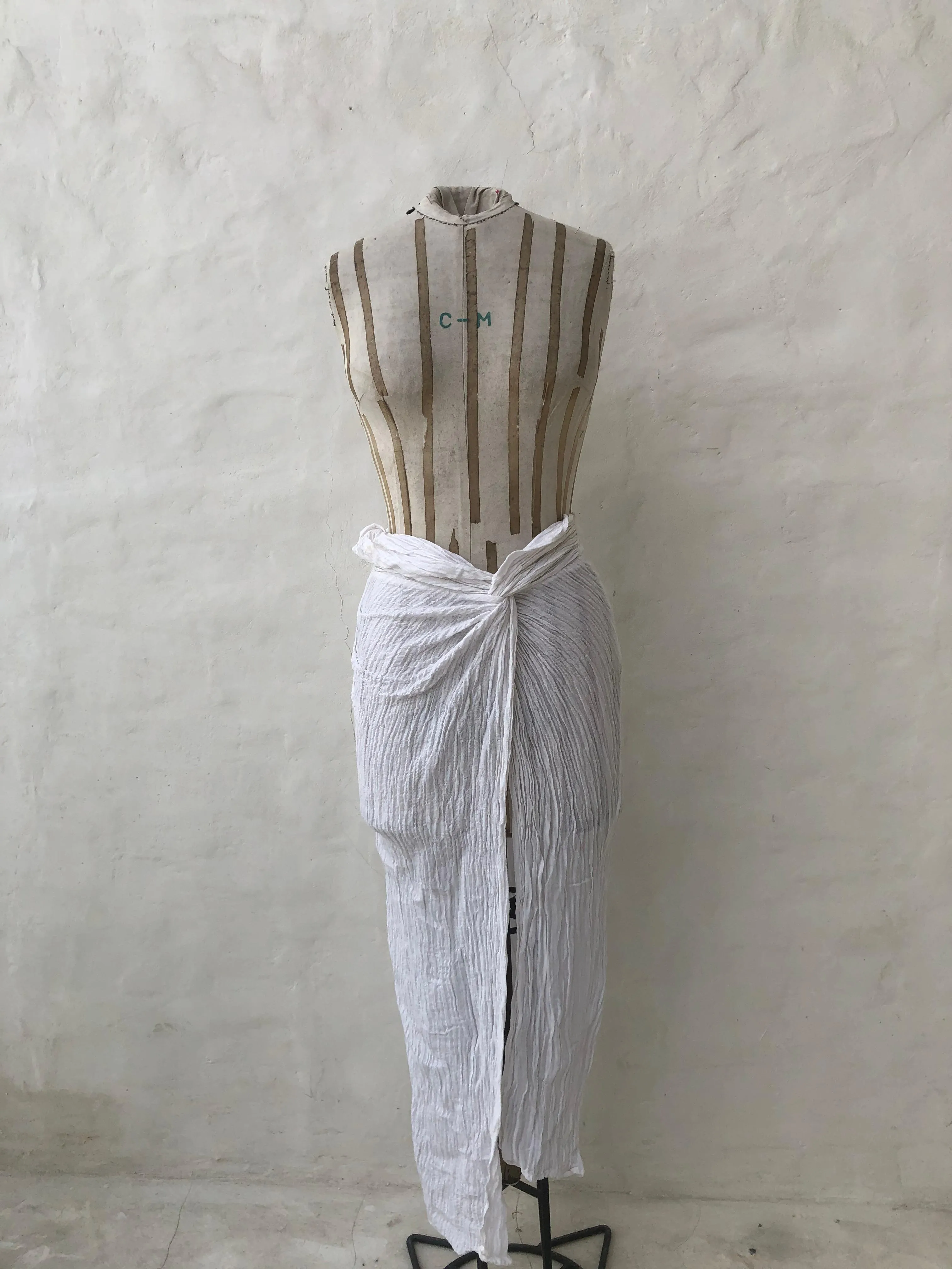 Long White Twisted Front Skirt