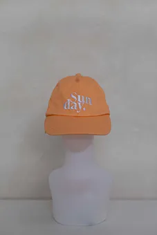 Orange Cap with " Sunday " Embroidery