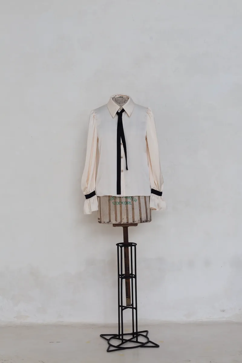 Chanel Vintage Silk Shirt with Neck Tie