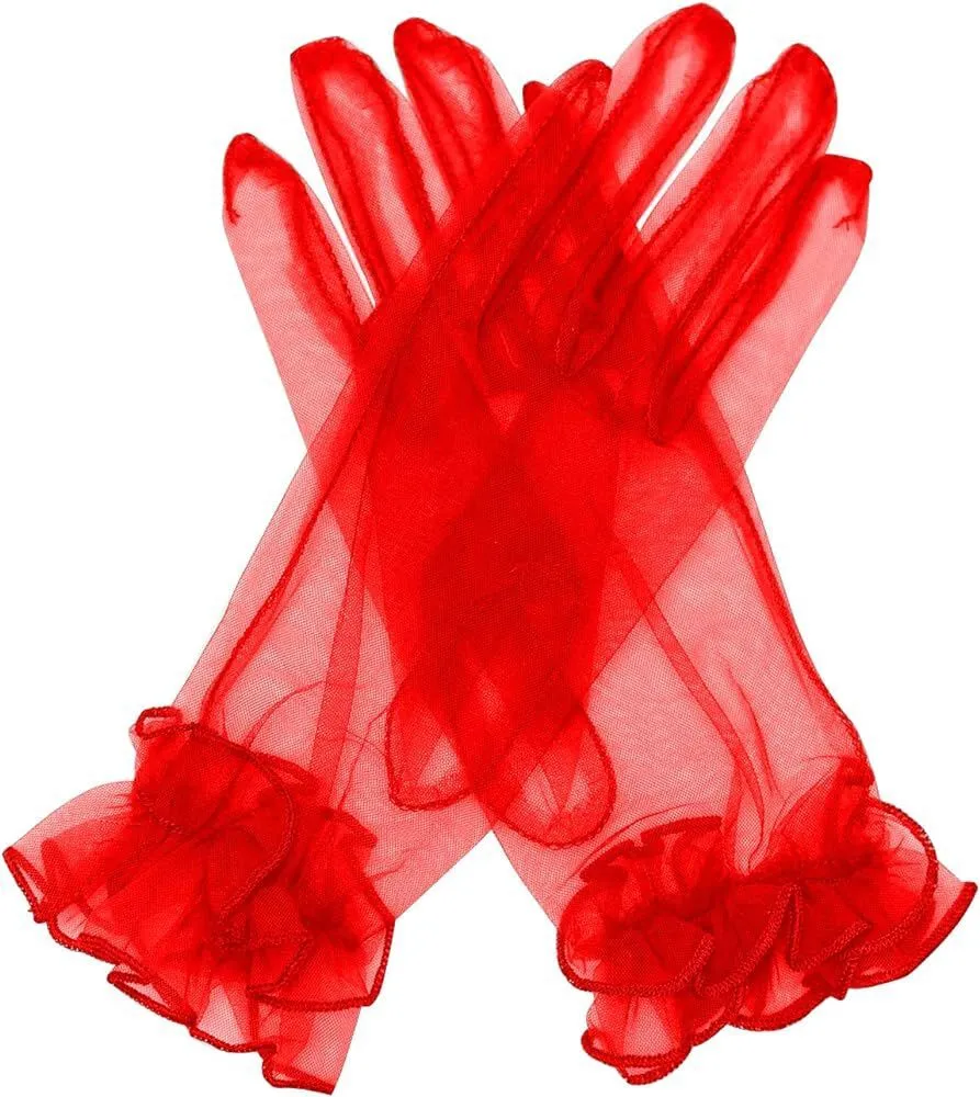 Sheer Red Gloves 