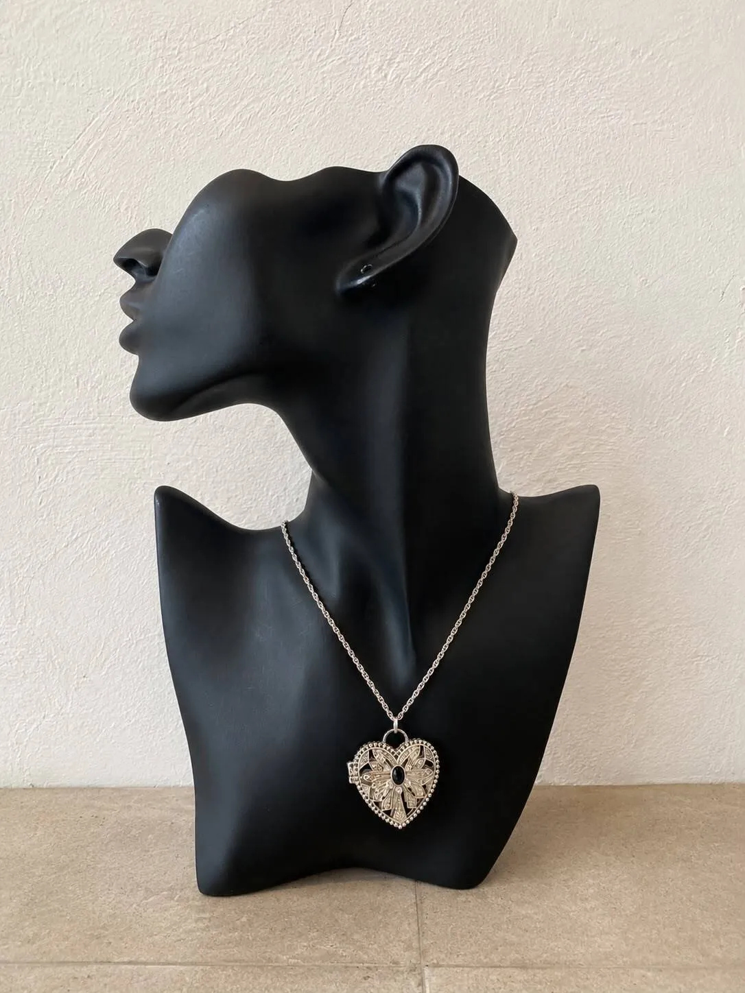 Antique Silver Heart Locket Necklace
