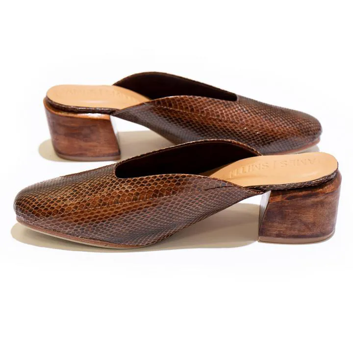 Snakeskin Shoes with Wood Heel