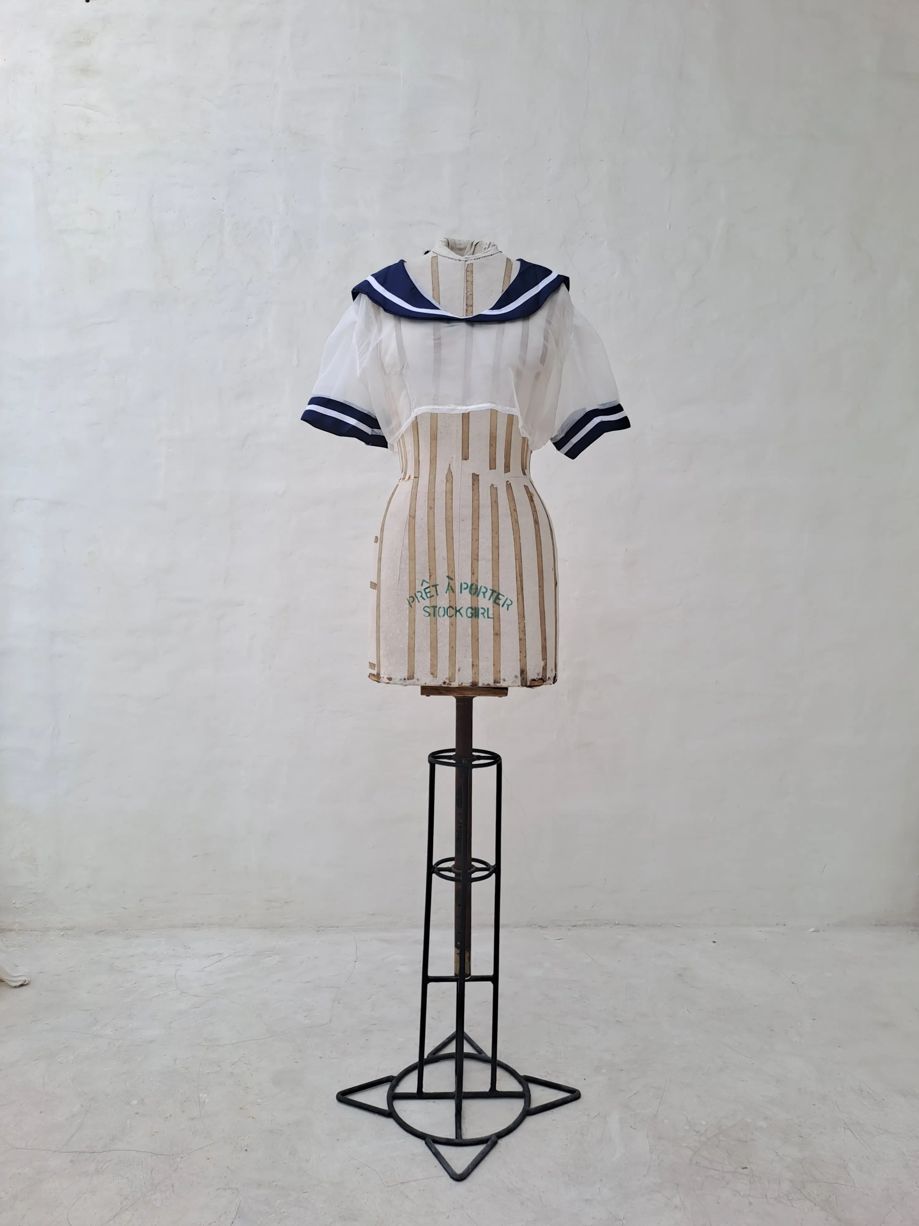 Sailor Navy and White Sheer Top