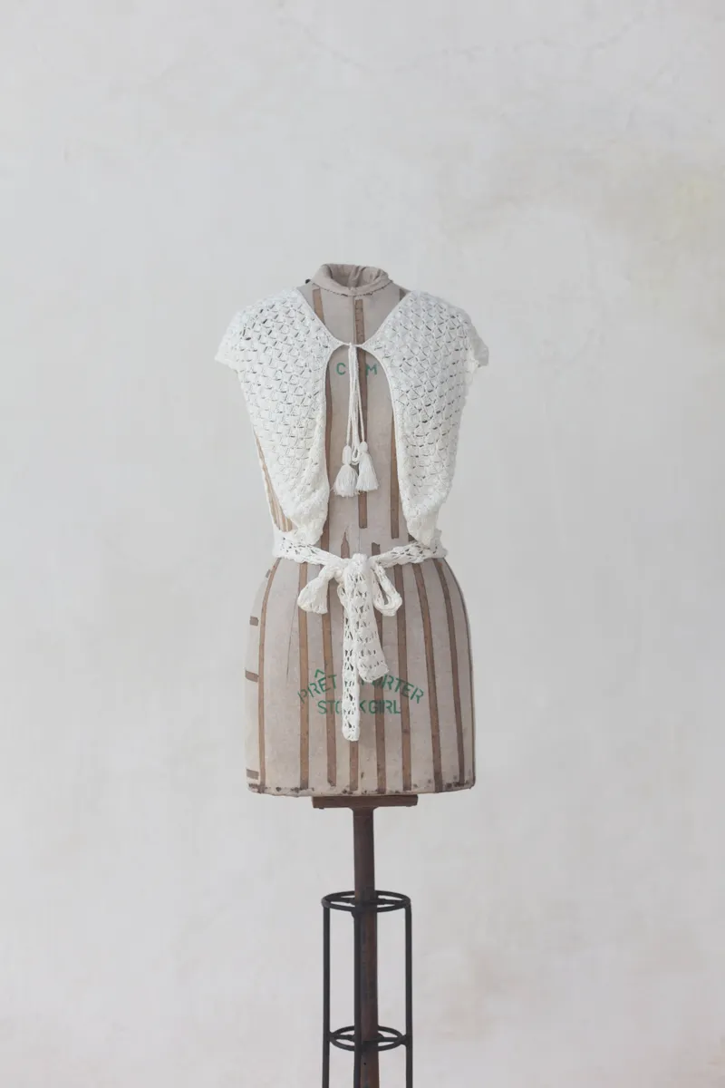 Macrame Top with Tassels and Tie