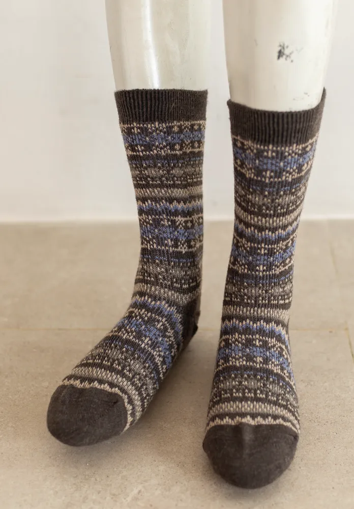 Brown Setesdal ( Norwegian Pattern) Socks