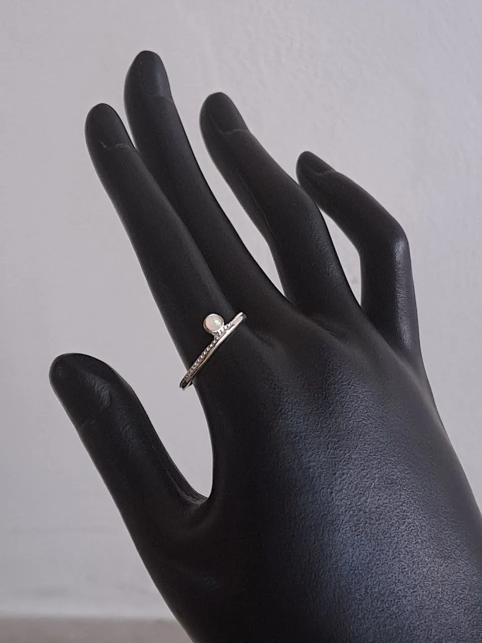 Thin Silver Ring with Gem