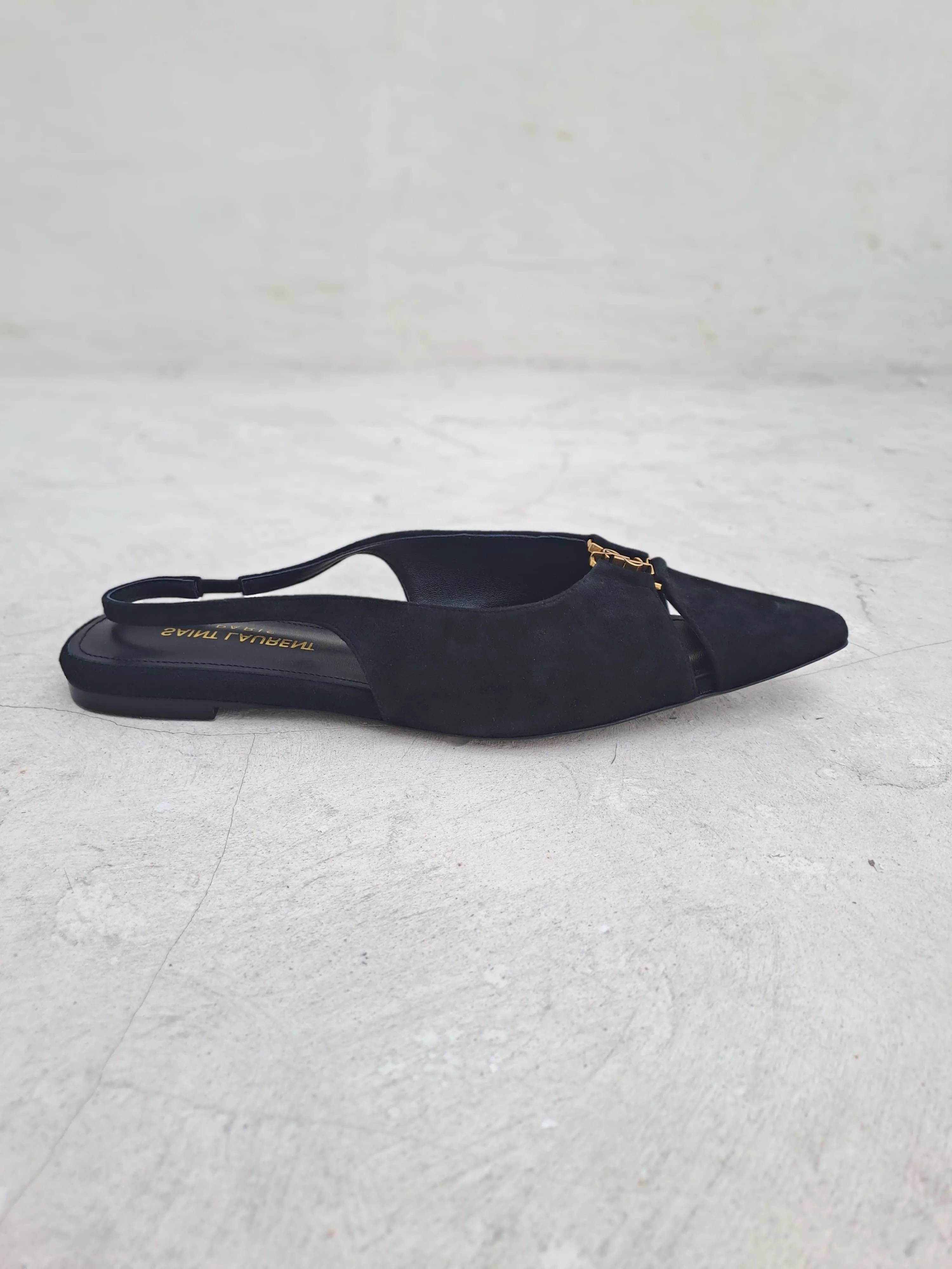 Velvet Black YSL Flats