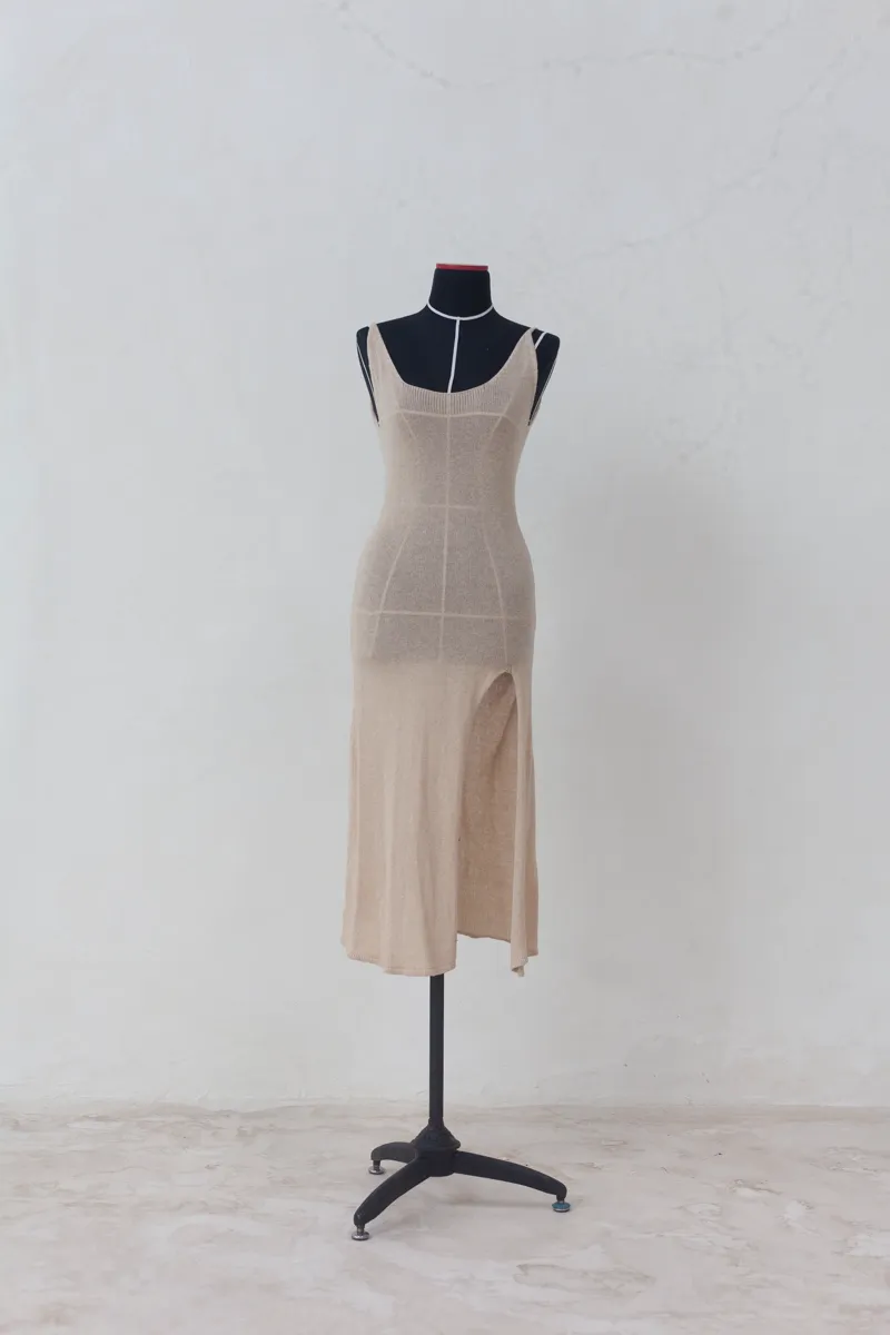 Beige Knitted Dress