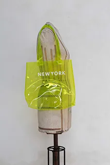 Clear Neon Green "New York" Beach Bag