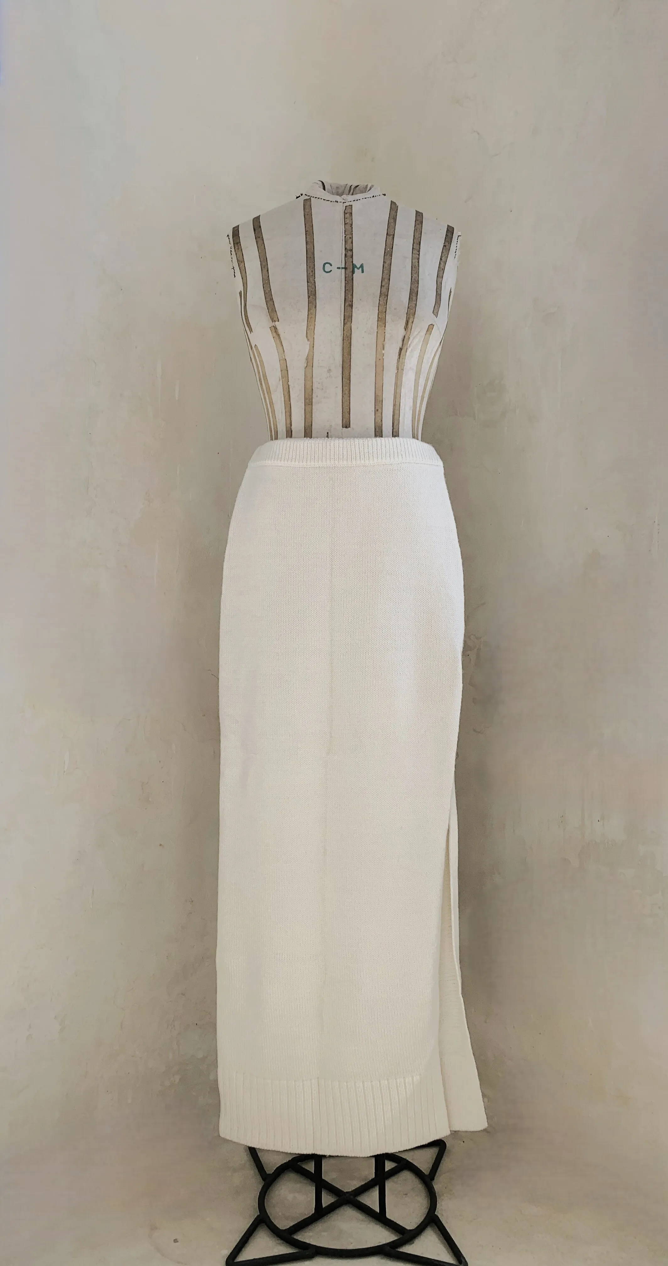 Knitted Long White Skirt