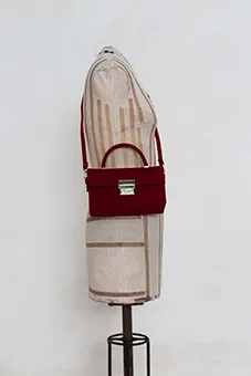 Red Velvet Bag with Gold Slide Lock