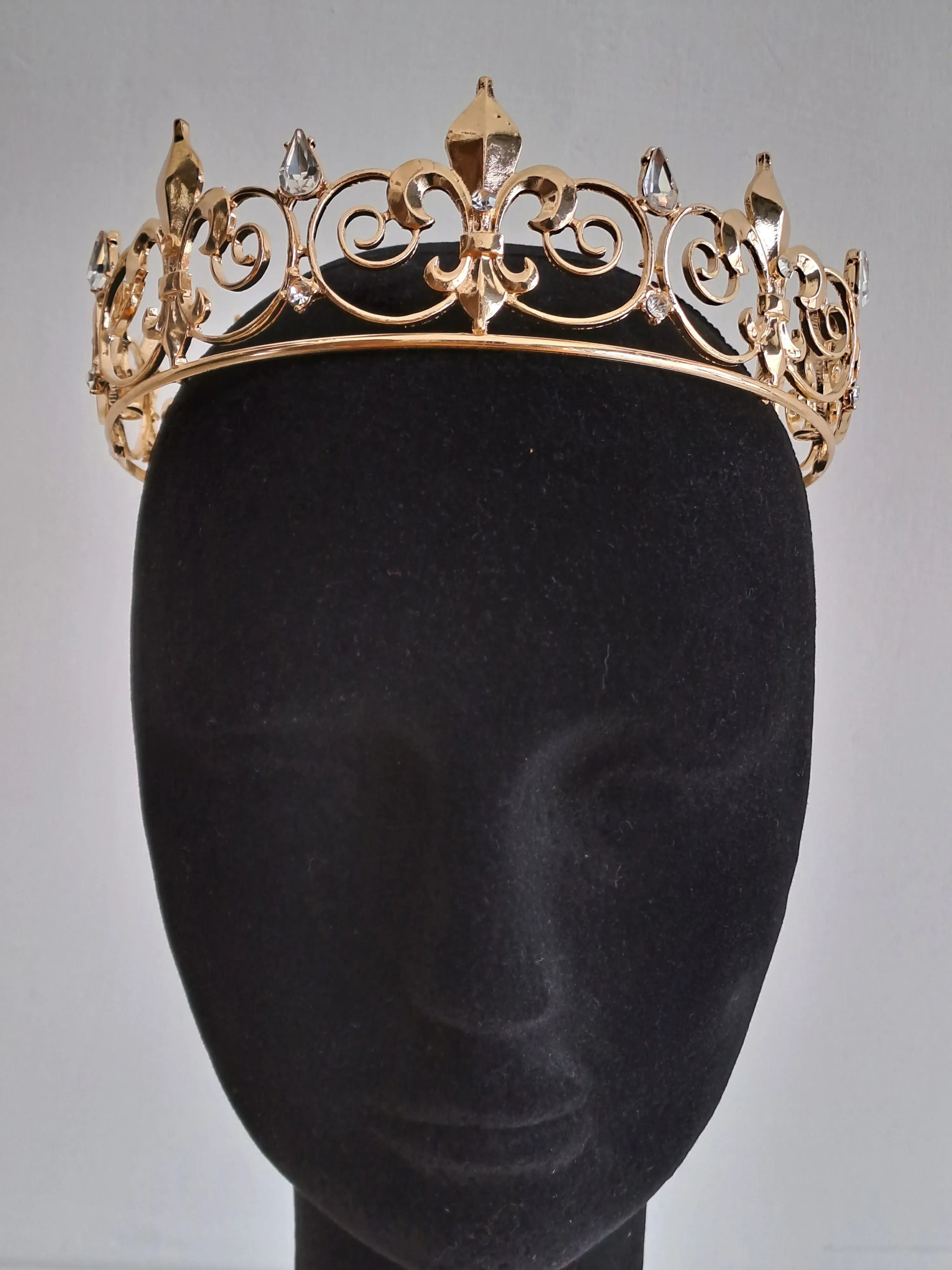Gold Crown with White Rhinestones