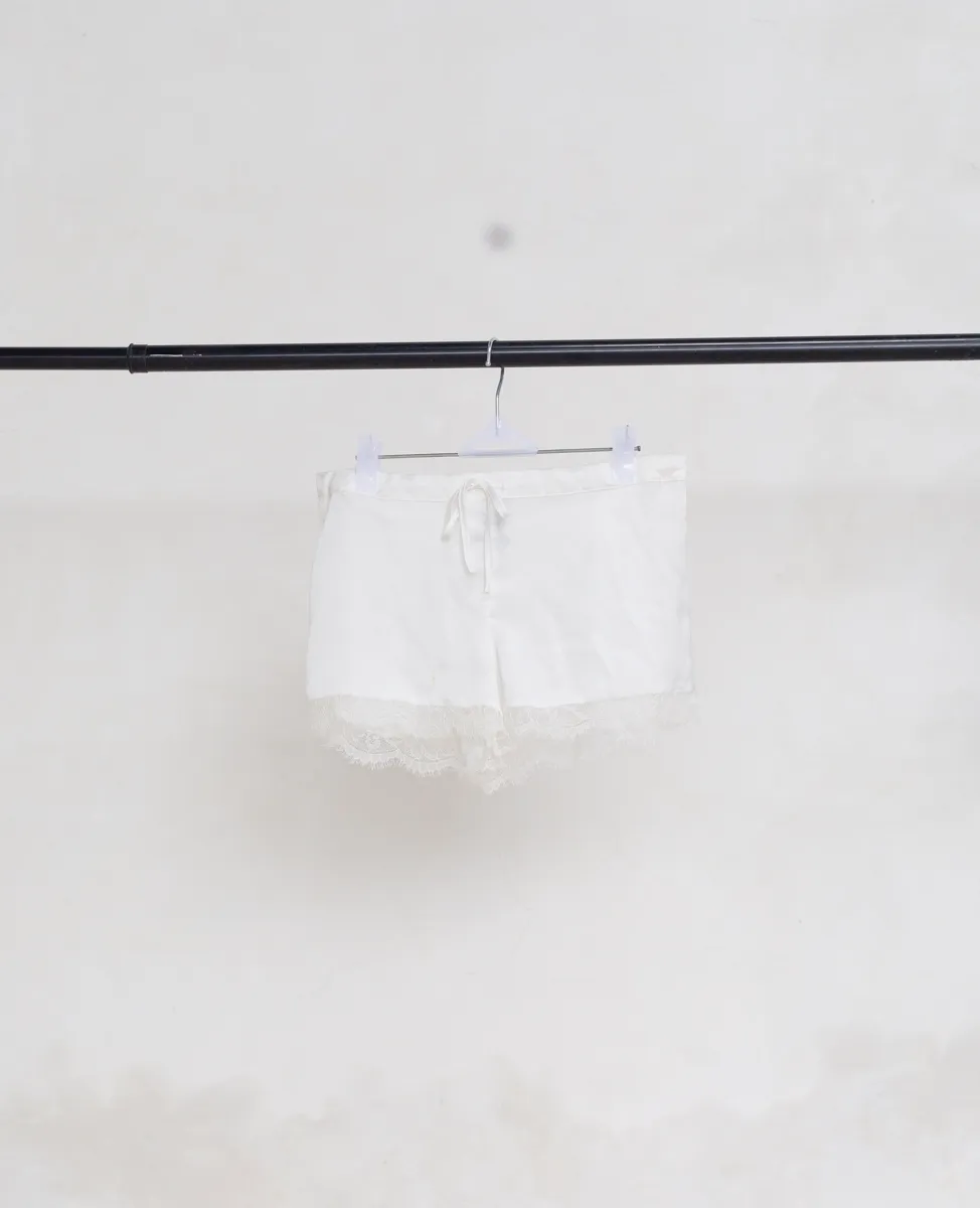 White Shorts with Lace Inserts