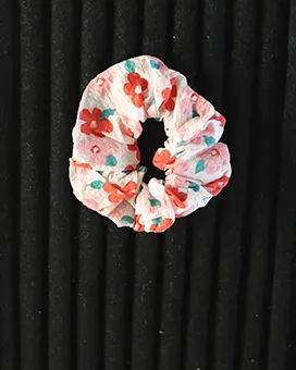 Pink, Red and White Floral Scrunchie