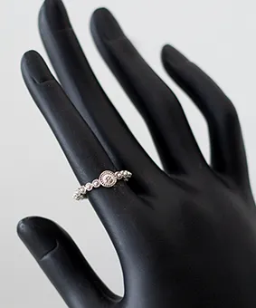 Beaded Silver Ring with Emblem