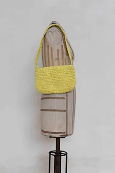 Yellow Straw Hand Bag