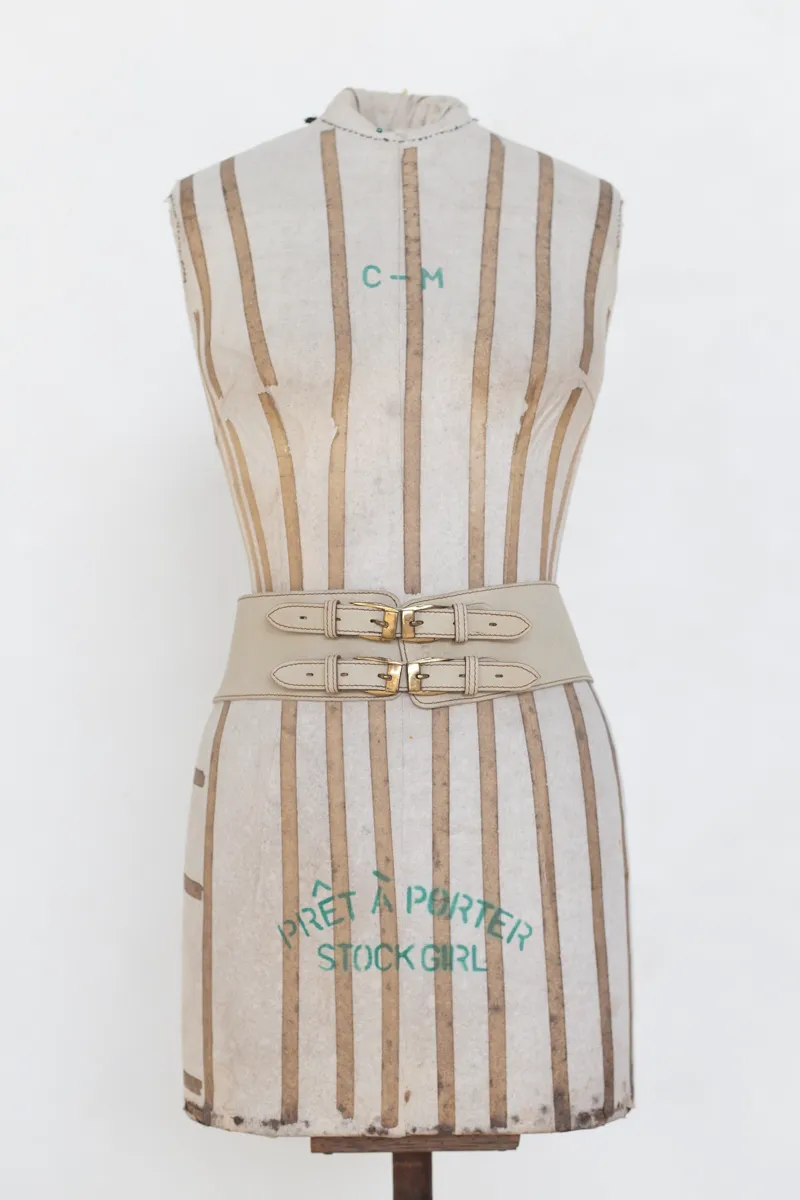 Beige Multi Buckle and Strap Belt