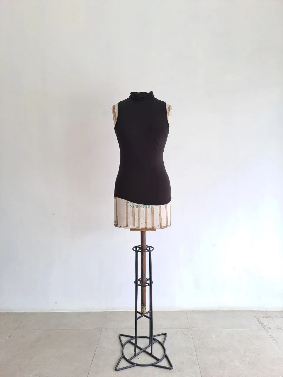 Black Turtleneck Sleeveless Top
