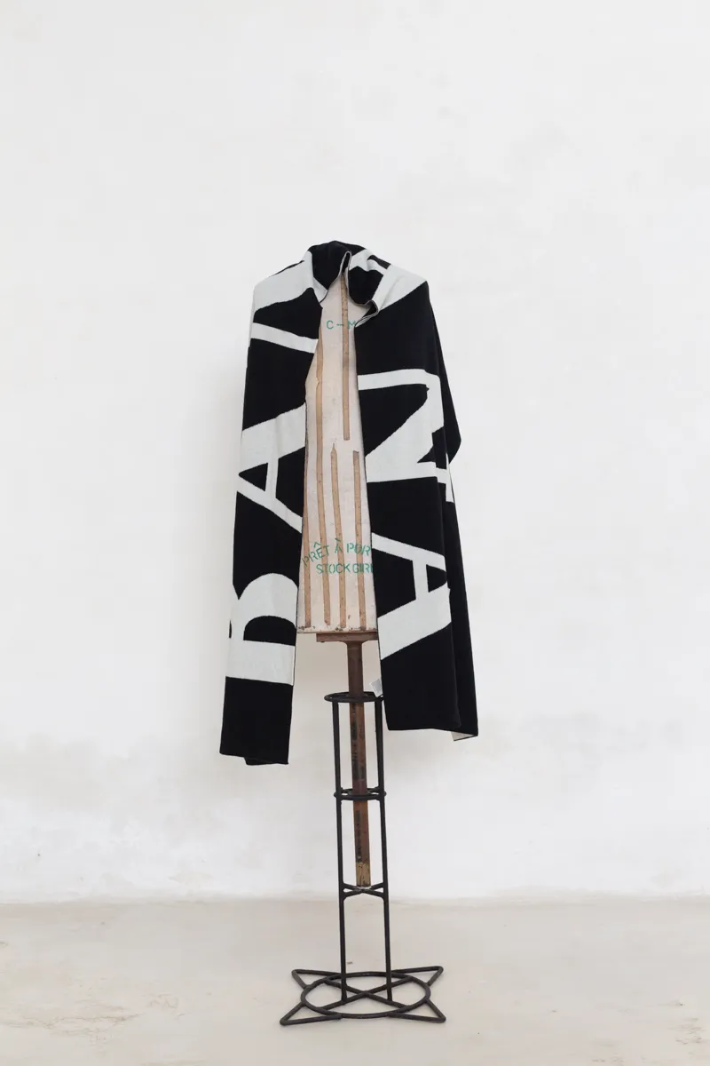 Black Scarf with "Banana Republic" White Print