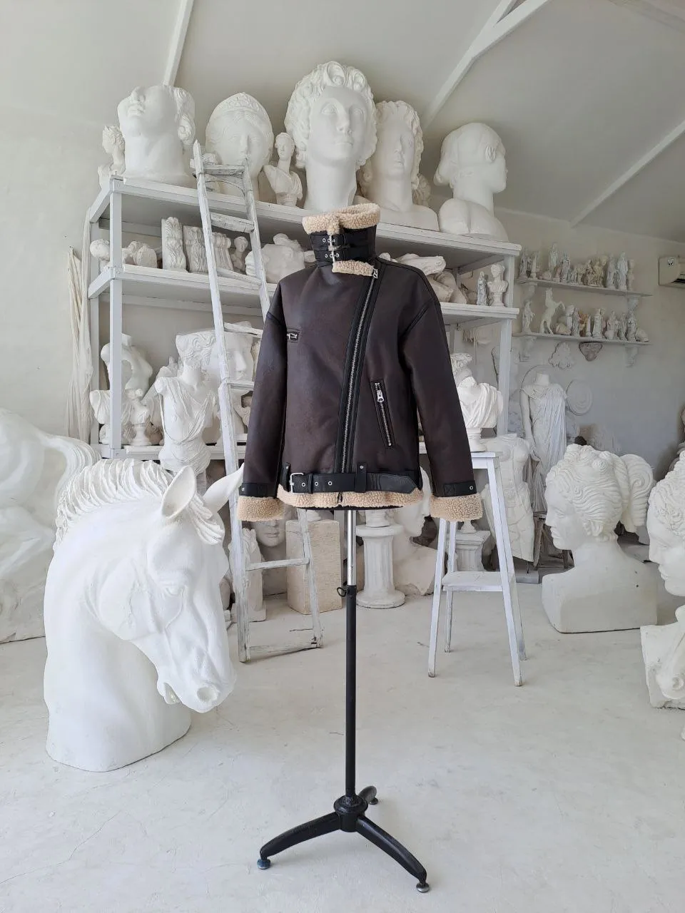 Shearling Leather Brown Jacket