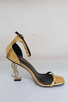 Gold Sandals with "YSL" Gold Heel