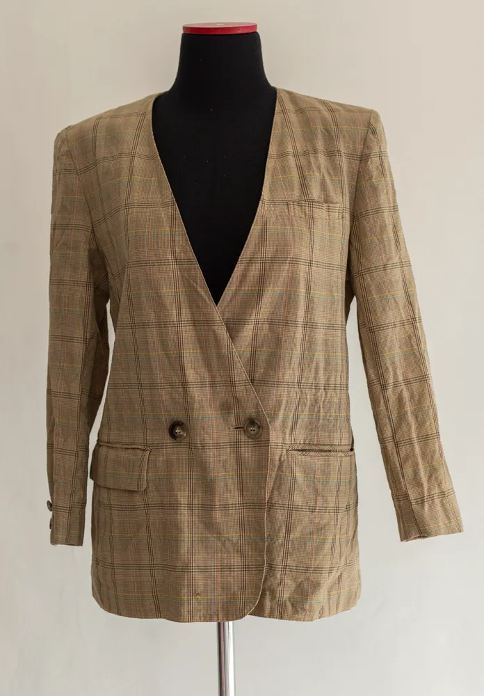 Light Brown Chequered Blazer