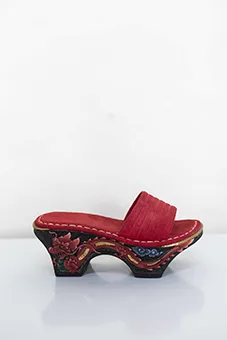 Red Wooden Platforms with Dragon Design