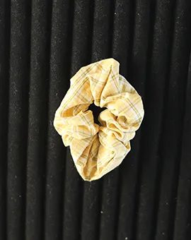 Yellow and Green Chequered Scrunchie