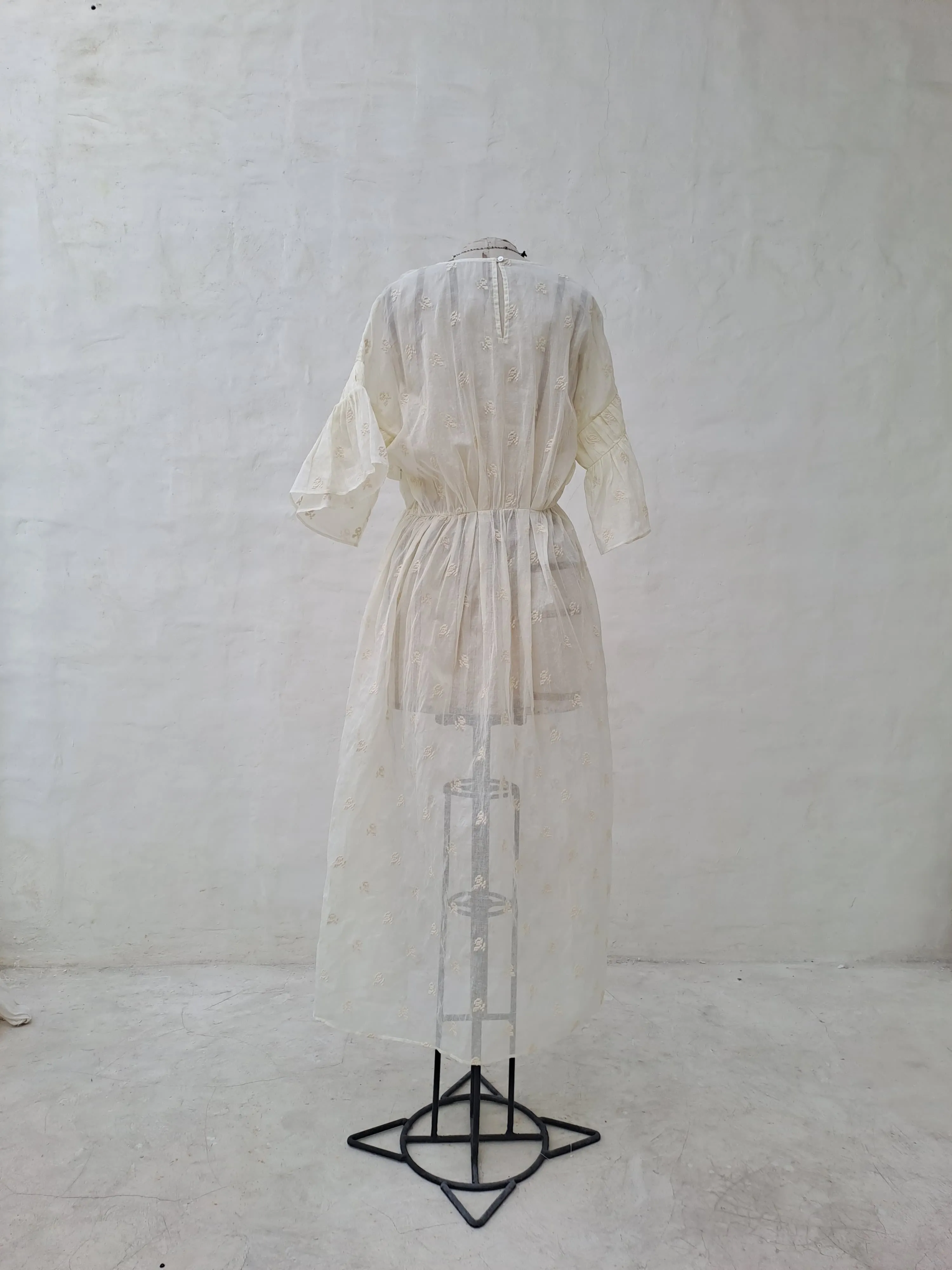 Innika Choo Pale Yellow Long Dress with Flowers Pattern