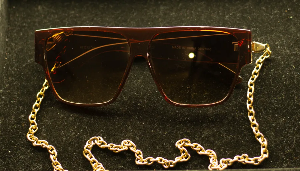 Brown Sunglasses with Gold Chain