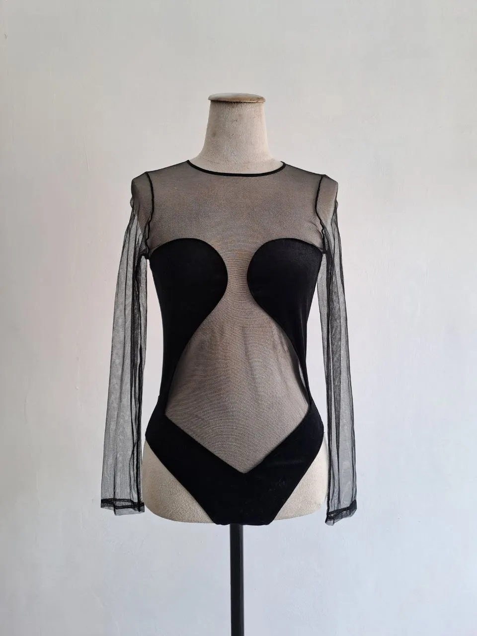 Black Longsleeve Sheer Swimsuit