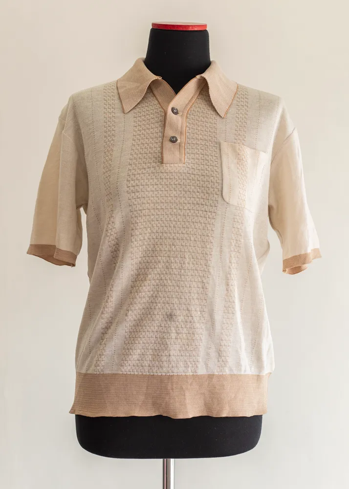 Beige and Light Brown Retro Knitted Shirt