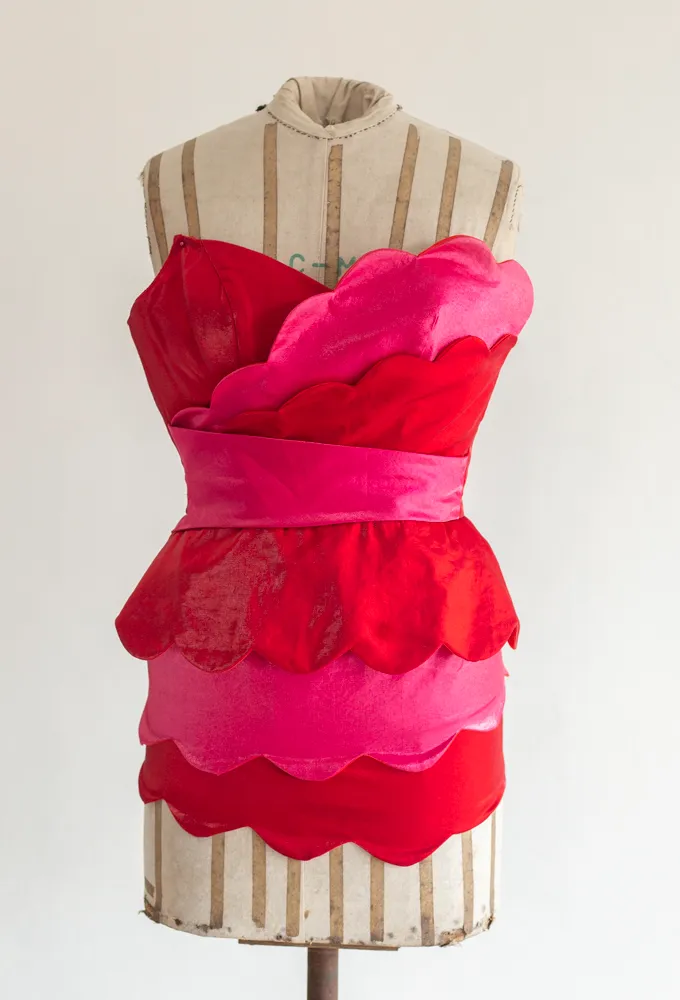 Magenta and Fuchsia Pink Strapless Layered Top