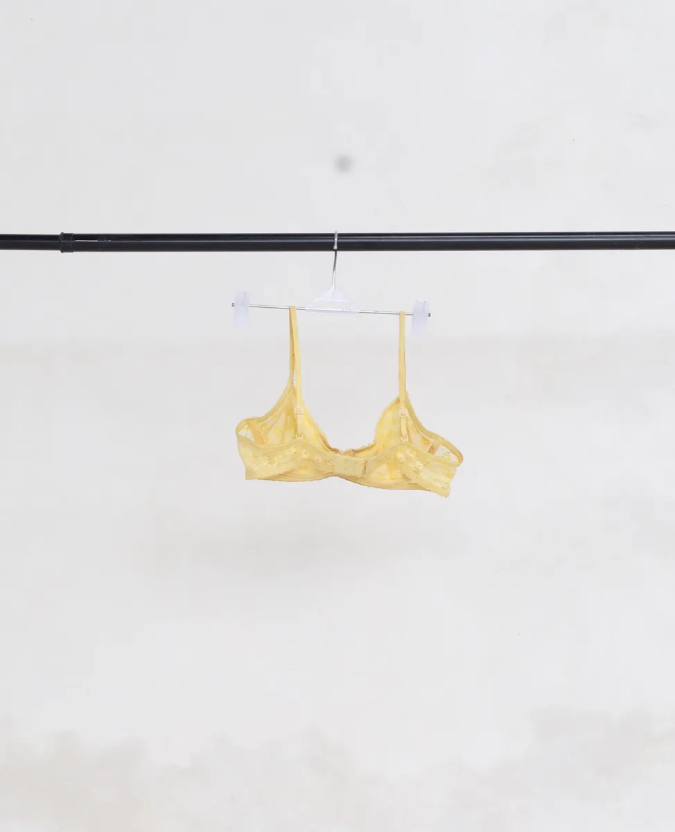 Yellow Lace Floral Bra