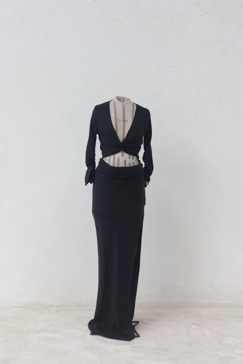 Long Black Cutout Dress 
