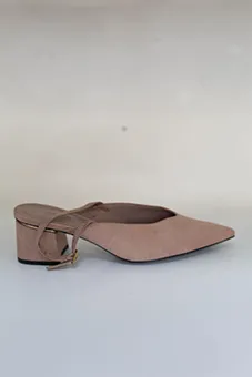 Nude Suede Sabot Style Shoes