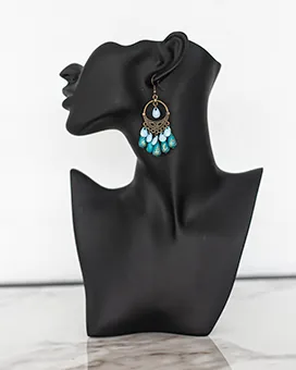 Boho Style Earrings with Turquoise and Blue Stones